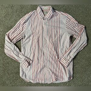 J.Crew The Broken-In Oxford Pink & White Striped Long Sleeve Button Down Shirt